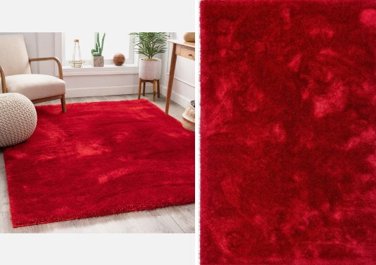 Cherry Red Fluffy Shag Rug