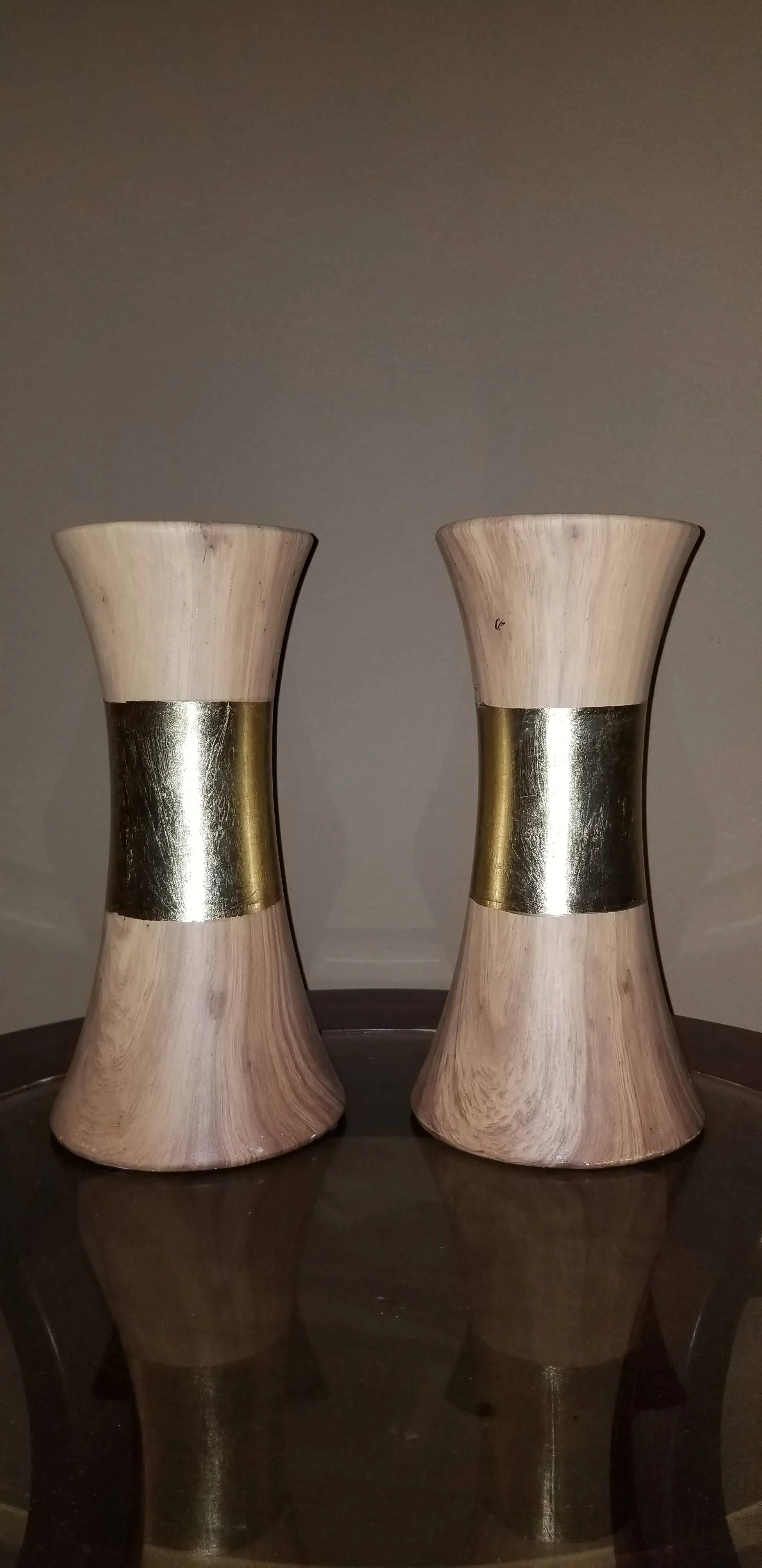 2 Faux Wooden Vase