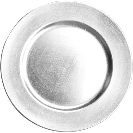 13" Acrylic Brushed Silver Charger Plate