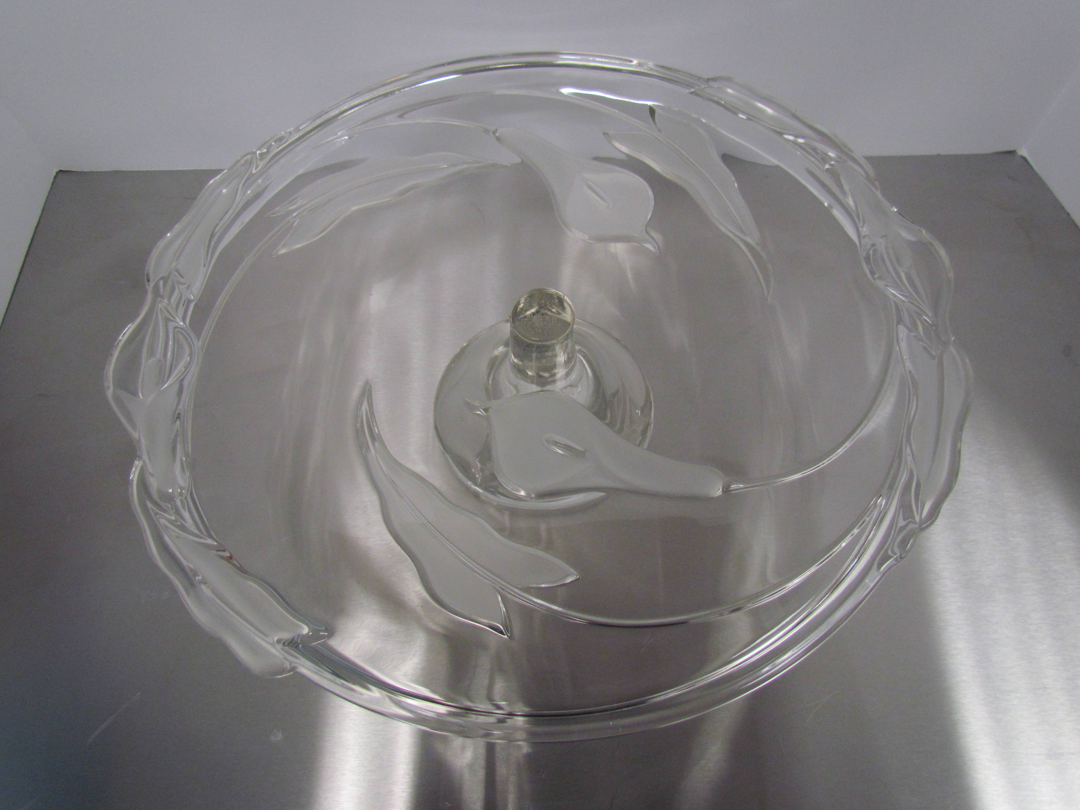 12" Flowered Glass Cake Stand
